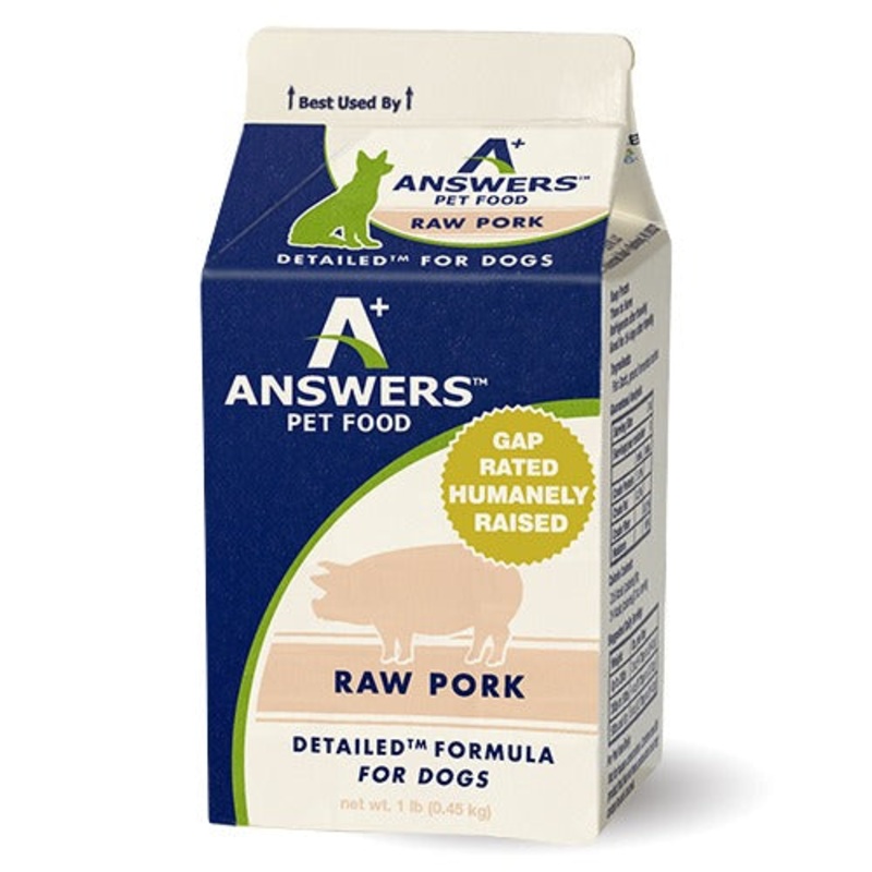 Answers Pet Food Detailed Pork Formula for Dogs – Carton