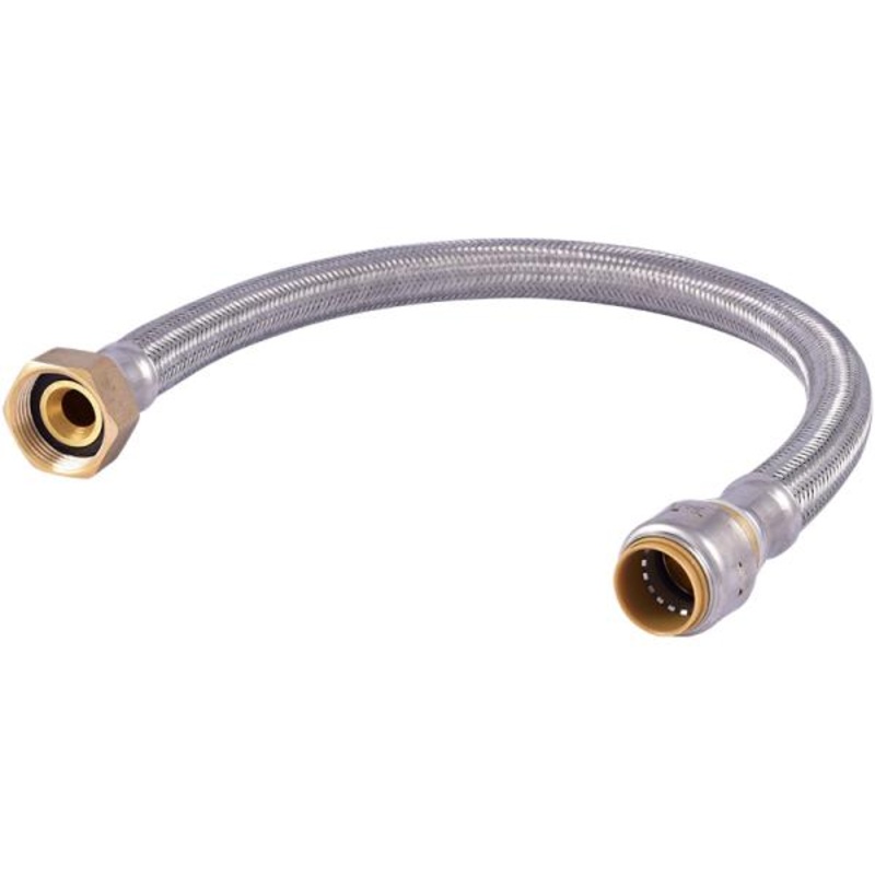 SharkBite Max Brass Push Braided Water Softener Connector 3/4 in. x 1 in. FIP x 24 in.