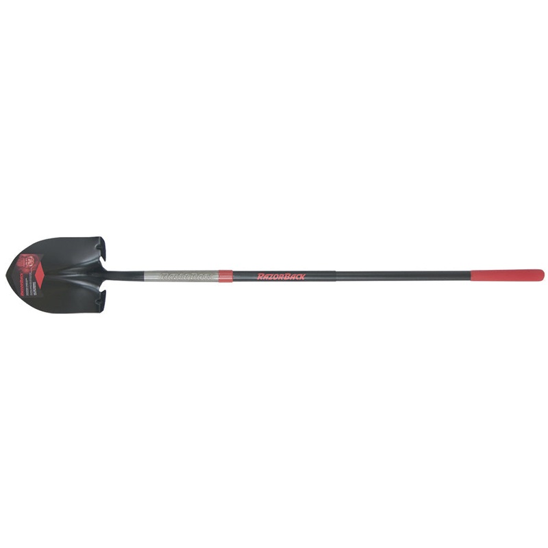 Razor-Back Round Point Shovel, Supersocket And PowerstepP , Fiberglass Handle With Mid-Grip And Cushion Grip