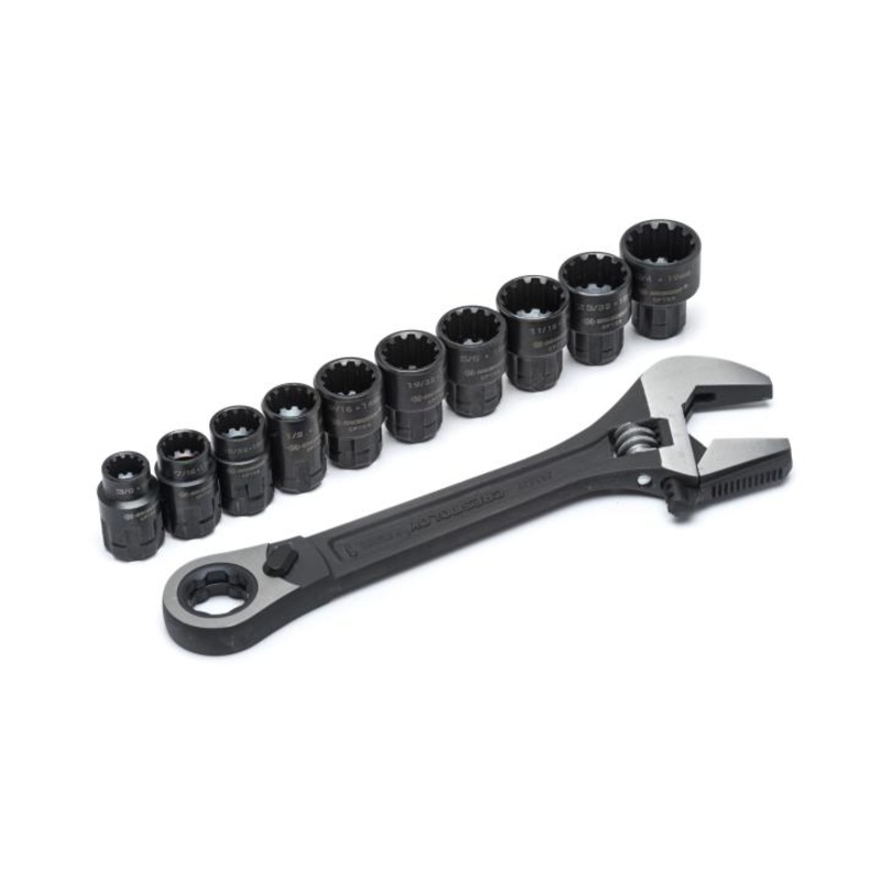 Crescent 11 Pc. Pass-Thru X6 Black Oxide Adjustable Wrench and Spline Socket Set