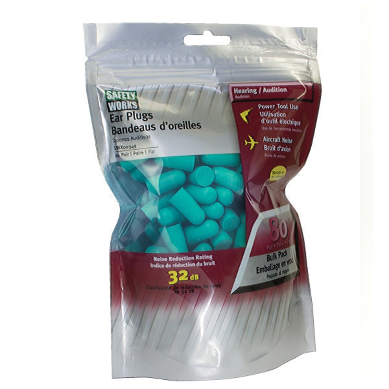 Safety Works 80-Pair Bulk Pack Foam Ear Plugs