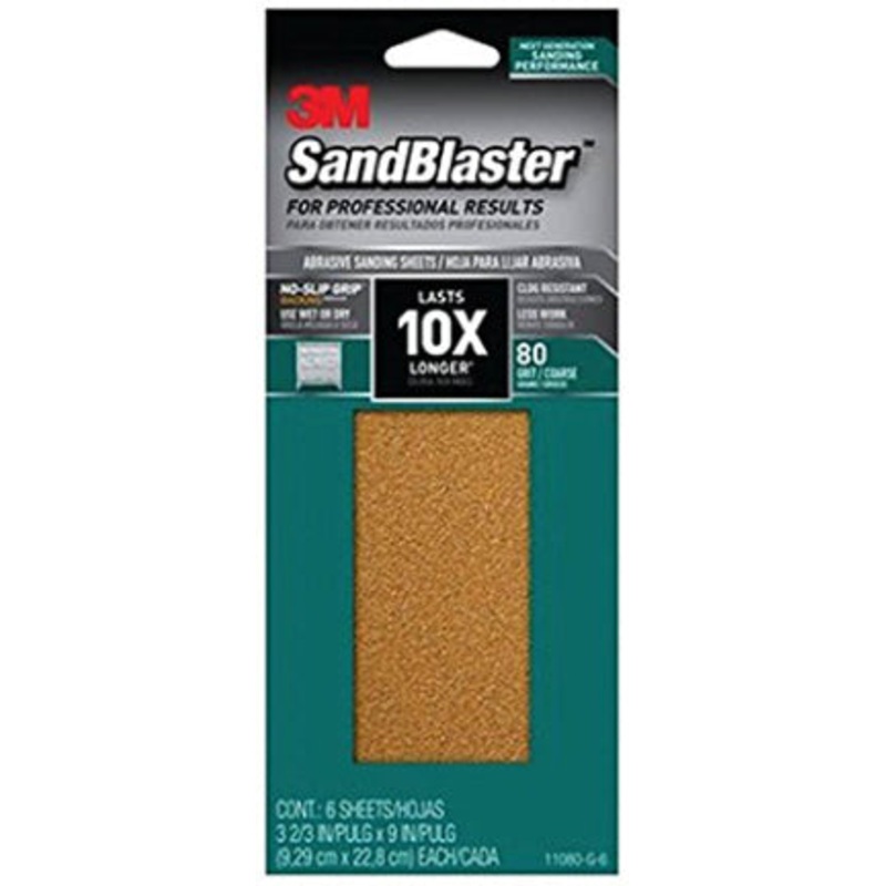 SANDBLASTER 3-2/3 X 9 IN 6PK 80 GRIT