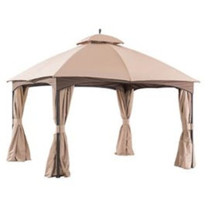 Domed Gazebo, Netting + Curtains, 10×10-Ft.