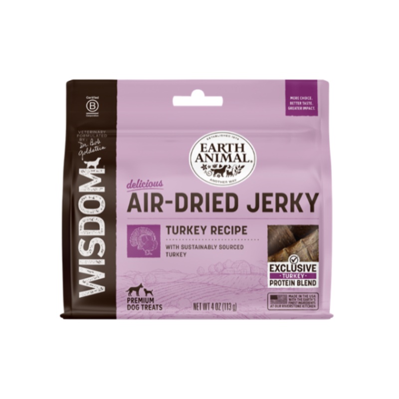 Earth Animal Wisdom Air-Dried Turkey Recipe Jerky Dog Treats
