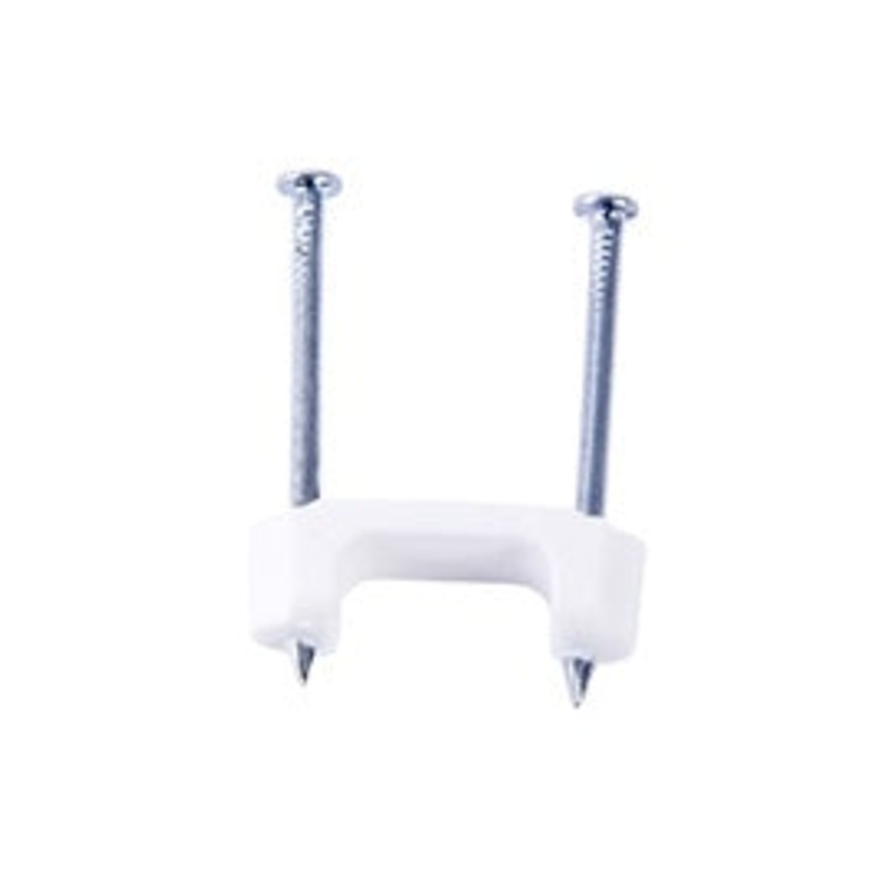Gardner Bender 1/2 in (13 mm), Plastic Polyethylene NM Cable Staple, Zinc Plated Nail, White, (100/Box)