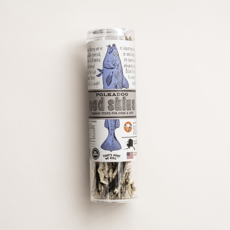 Polka Dog Bakery Cod Skins|2.5 Oz Tube|4.7 Oz Tube|2 Lb Bag