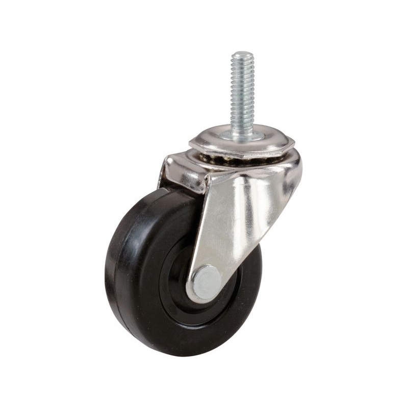 Shepherd Hardware 2-Inch Stem Caster, Soft Rubber Wheel, 3/8-Inch Stem Diamter, 80-lb Load Capacity