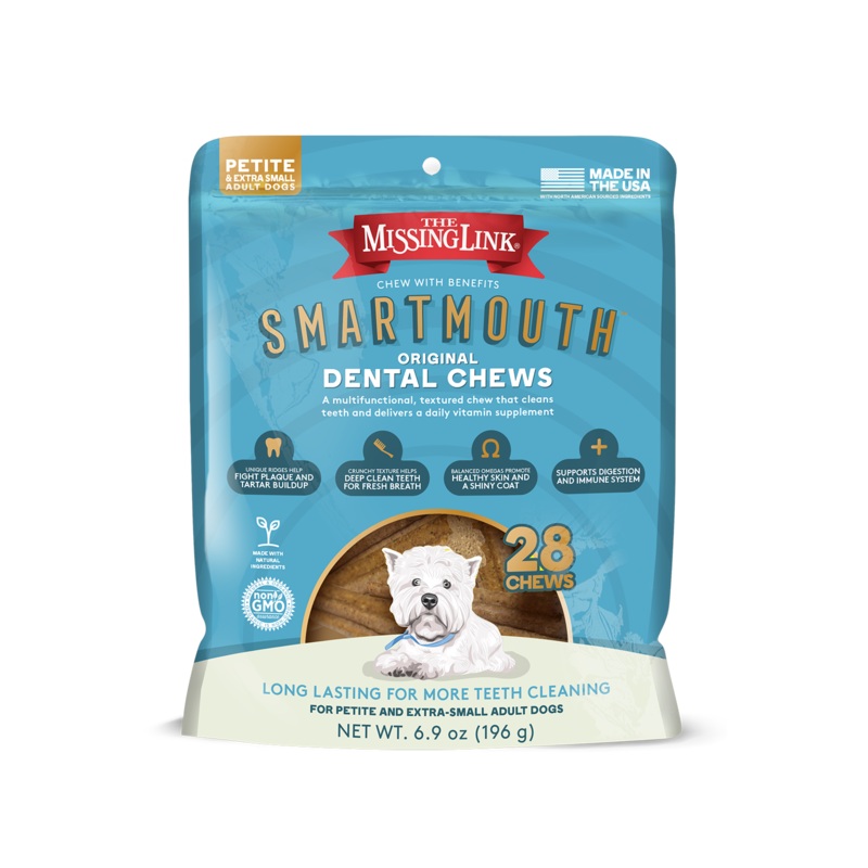 The Missing Link Smartmouth Dental Chews for Petite/Extra Small Dogs, 28 Count