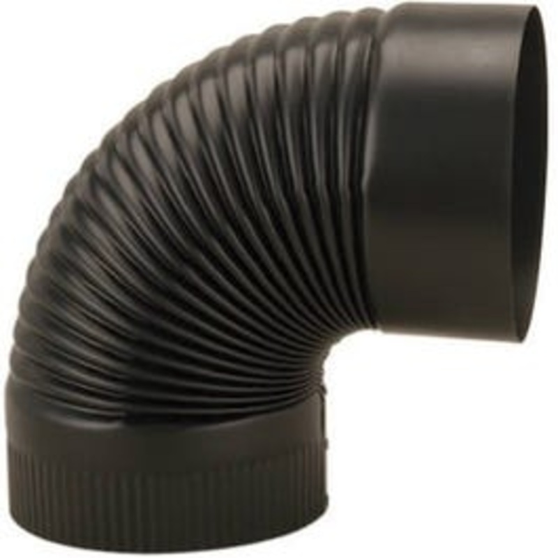 Black Stove Pipe Corrugated Elbow, 24-Ga., 8-In.