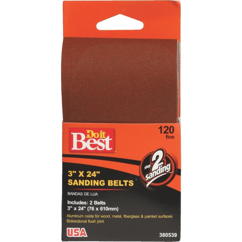 Do it Best 3 In. x 24 In. 120 Grit Heavy-Duty Sanding Belt (2-Pack)