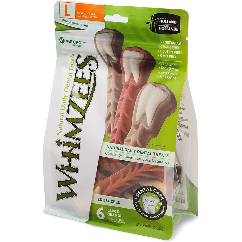 Whimzees Brushzees Natural Daily Dental Large Breed Dog Treats