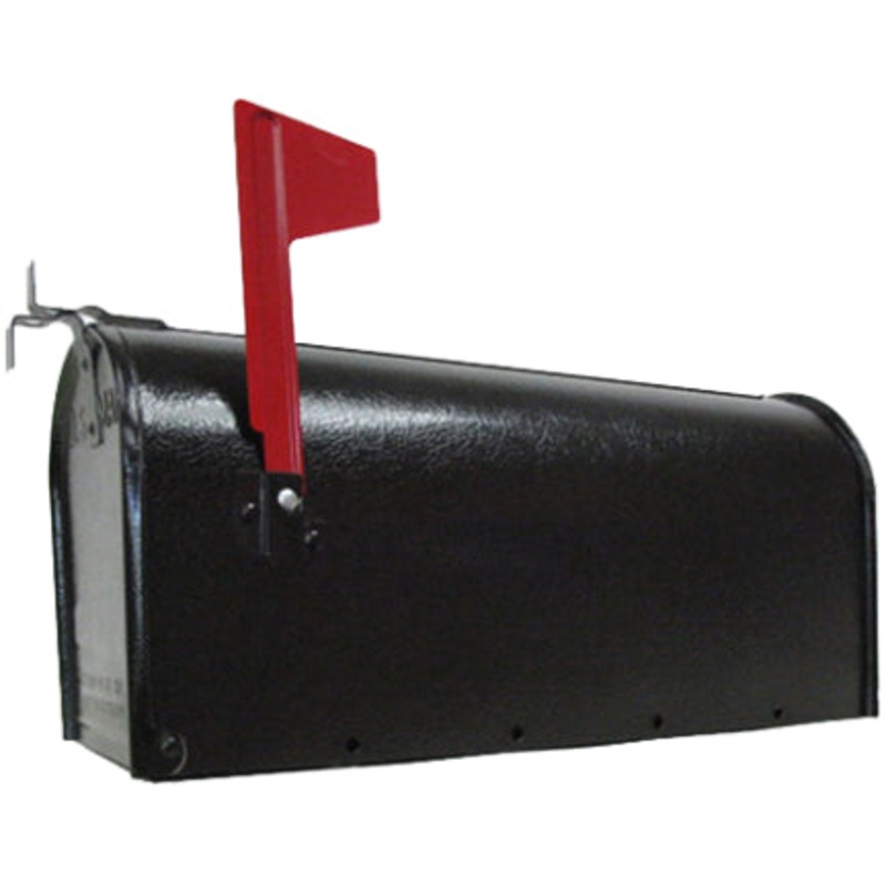 MAILBOX BLACK RURAL TEXT STEEL