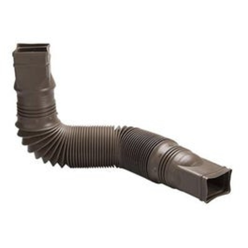 Downspout Extension, Flexible Brown Poly, Extends 24 – 55-In.