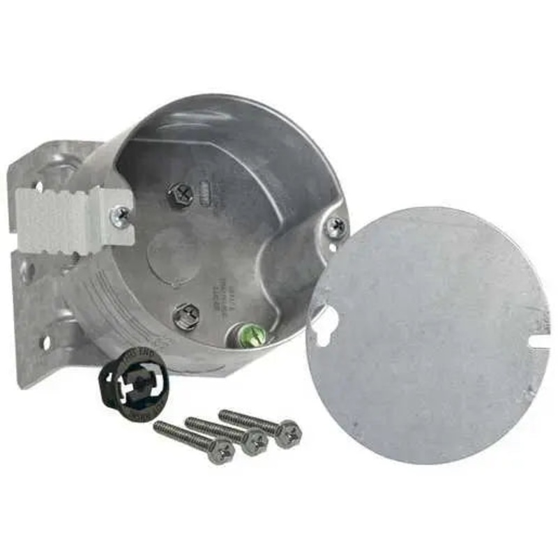 Hubbell Raco 4 in. Round Ceiling Rated Box, 2-1/8 in. Deep, Three 1/2 KO’s, for New and Old Work