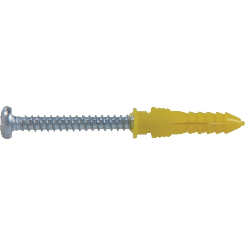 Hillman #4 – #6 – #8 Thread x 7/8 In. Yellow Ribbed Plastic Anchor (75 Ct.)