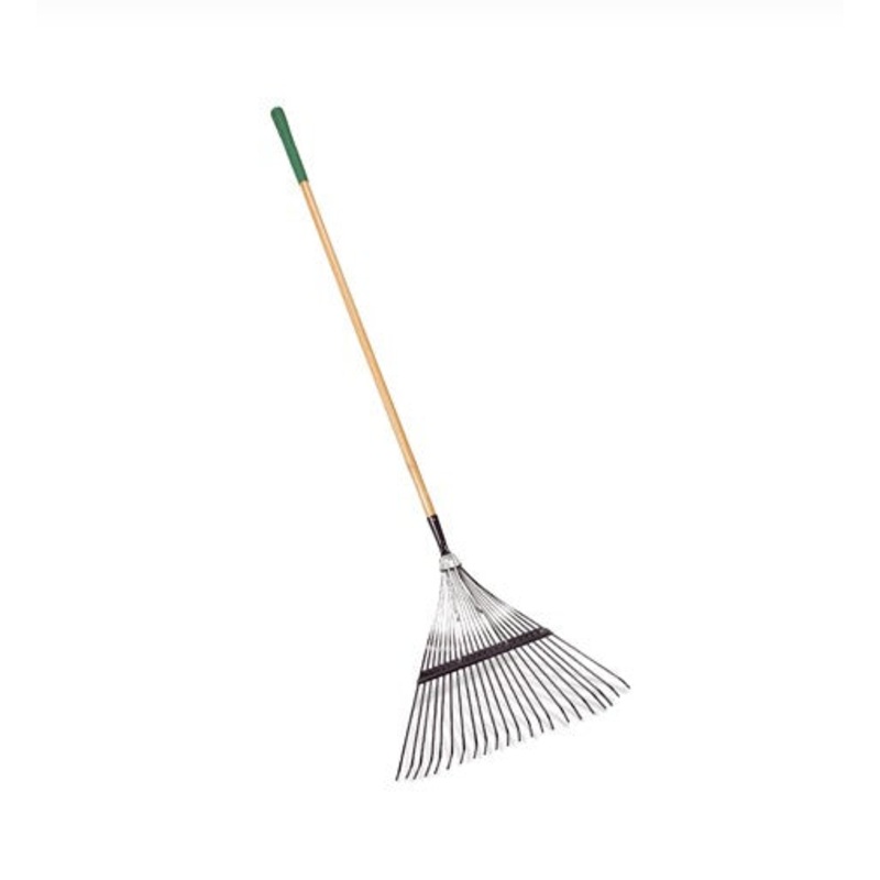 Green Thumb Lawn & Leaf Rake Steel Tines Wood Handle