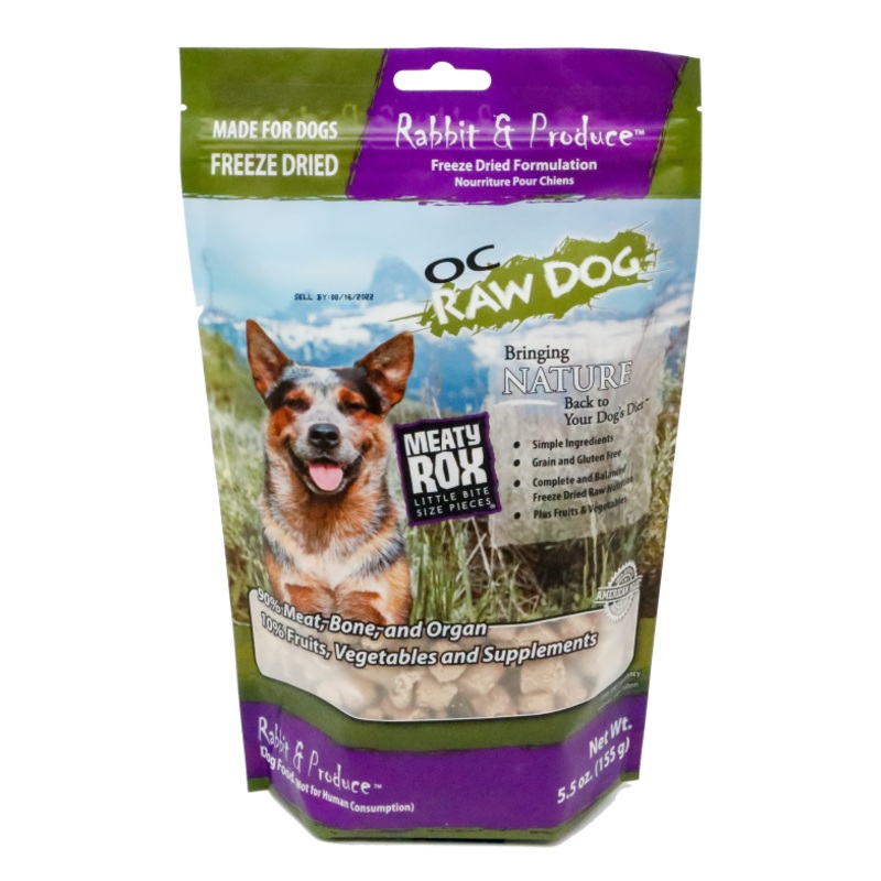 OC Raw Dog Freeze-Fried Rabbit & Produce Meaty Rox