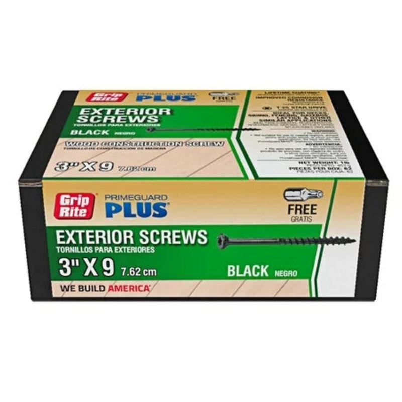Grip-Rite Premium Exterior Coated Screws #9 x 3 in. Black