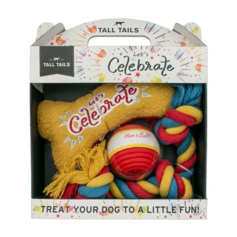 Tall Tails Let’s Celebrate 3-Piece Box Gift Set Dog Toy