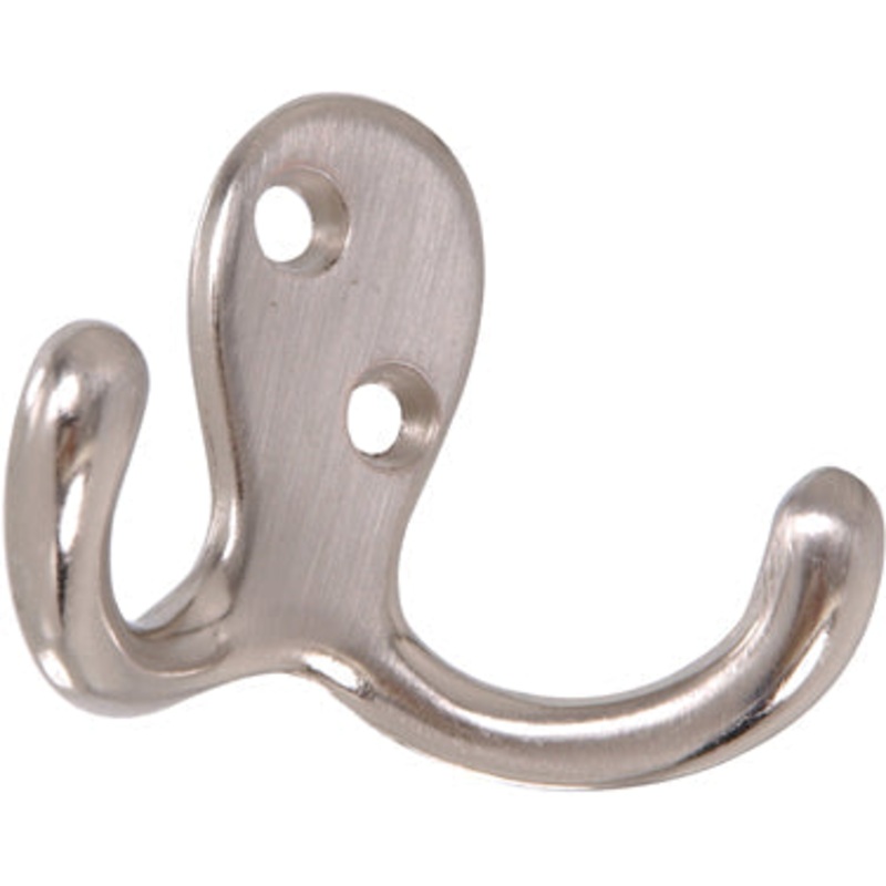 DOUBLE SATIN NICKEL CLOTHES HOOK