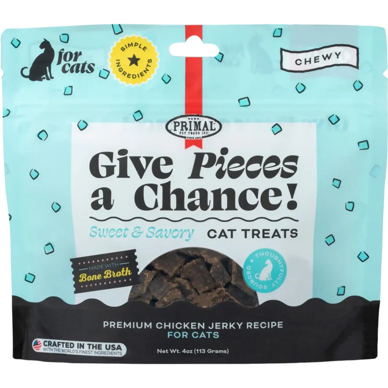 Primal Pet Foods Give Pieces a Chance Jerky Treats for Cats Chicken Recipe