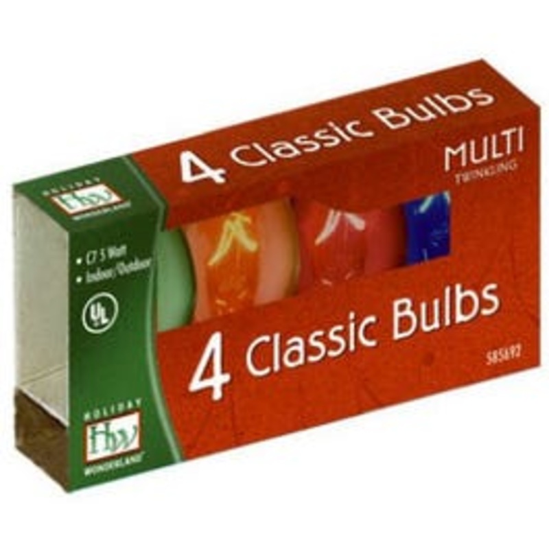 Christmas Lights Replacement Bulb, C7, Multi-Color Twinkling, 4-Pk.