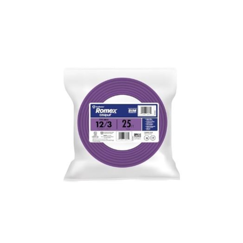 Southwire 12/3 Solid Romex Type NM-B WG Non-Metallic Wire Coil Purple