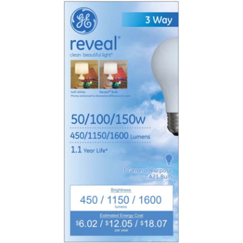 50/150W Med A19 Reveal 3 way