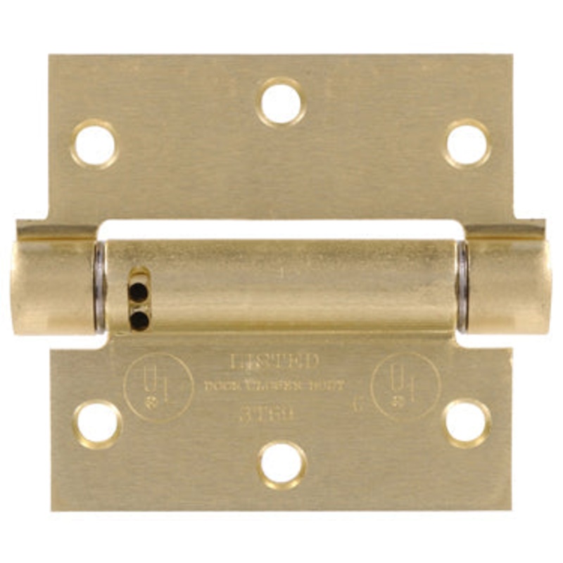 4  SATIN BRASS SQ SPRNG HNGE