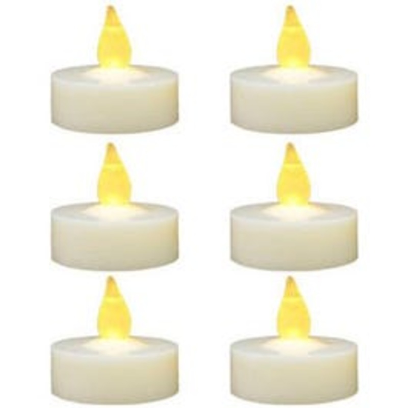 Tea Light LED Candles, Yellow Flicker Flame, Battery-Operated, 6-Pk.