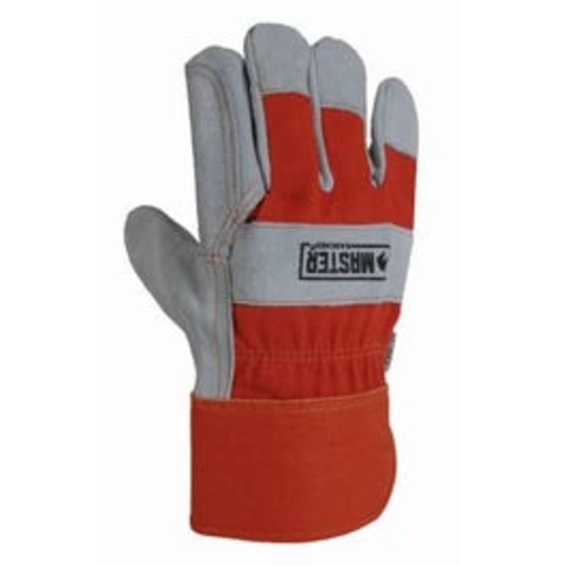 Work Gloves, Double Leather Palm, Canvas Back, Men’s Medium