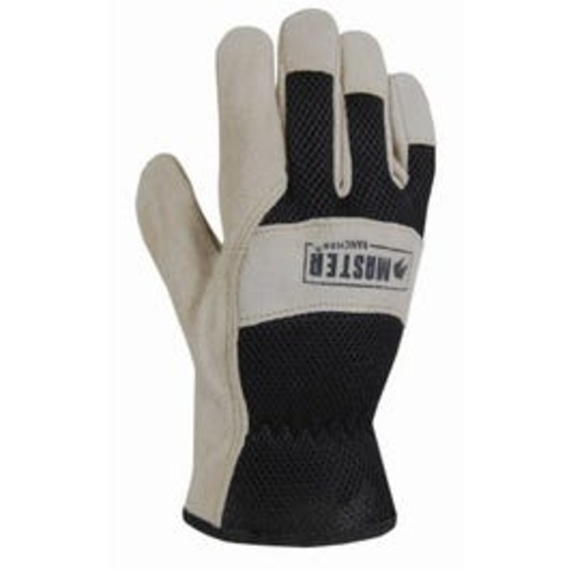 Work Gloves, Suede Leather Palm, Mesh Back, Men’s Large