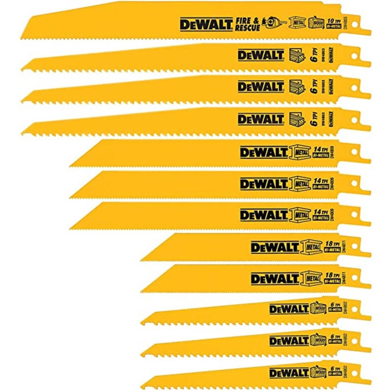 Dewalt Bi-Metal Reciprocating Saw Blade Kits 12-Piece