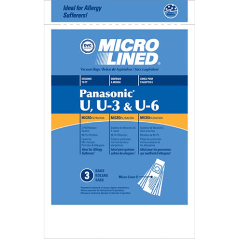 VACUUM BAG PANASONIC U/U3/U6 3PK