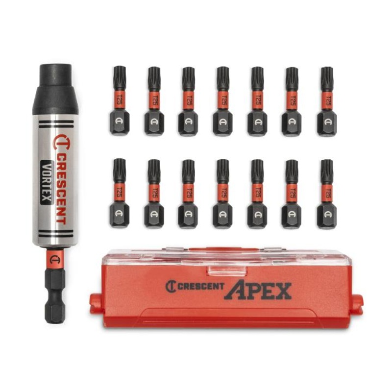 Crescent 15 Pc. VORTEX Bit Holder with Torx Bits