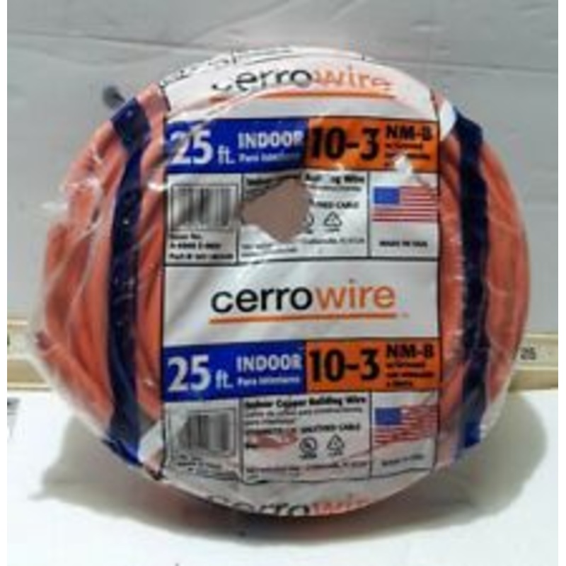 Marmon Home Improvement 25 ft. 10/3 Orange Solid CerroMax SLiPWire CU NM-B W/G Wire