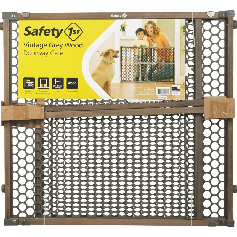 Safety 1st 24 In. H. Vintage Gray Wood Doorway Safety Gate