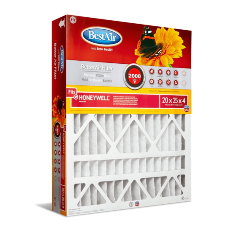 BestAir 20 x 25 x 4 in. Air Cleaning Furnace Filter, MERV 11, Removes Allergens & Contaminants, For Honeywell Models
