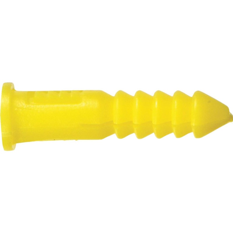 Hillman #4 – #6 – #8 Thread x 7/8 In. Yellow Ribbed Plastic Anchor (100 Ct.)