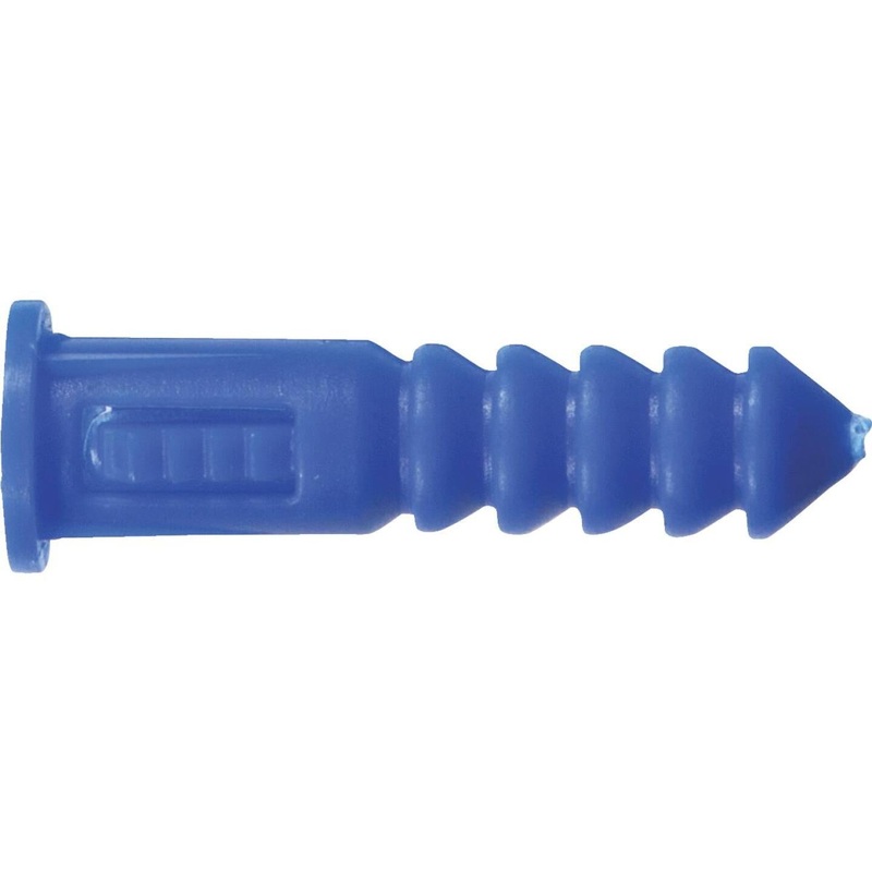 Hillman #8 – #10 – #12 Thread x 1-1/4 In. Blue Ribbed Plastic Anchor (100 Ct.)