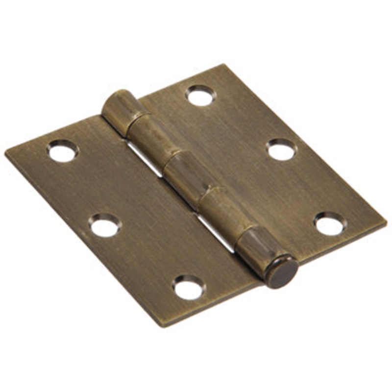 3  ANTIQUE BRASS SQ HINGE