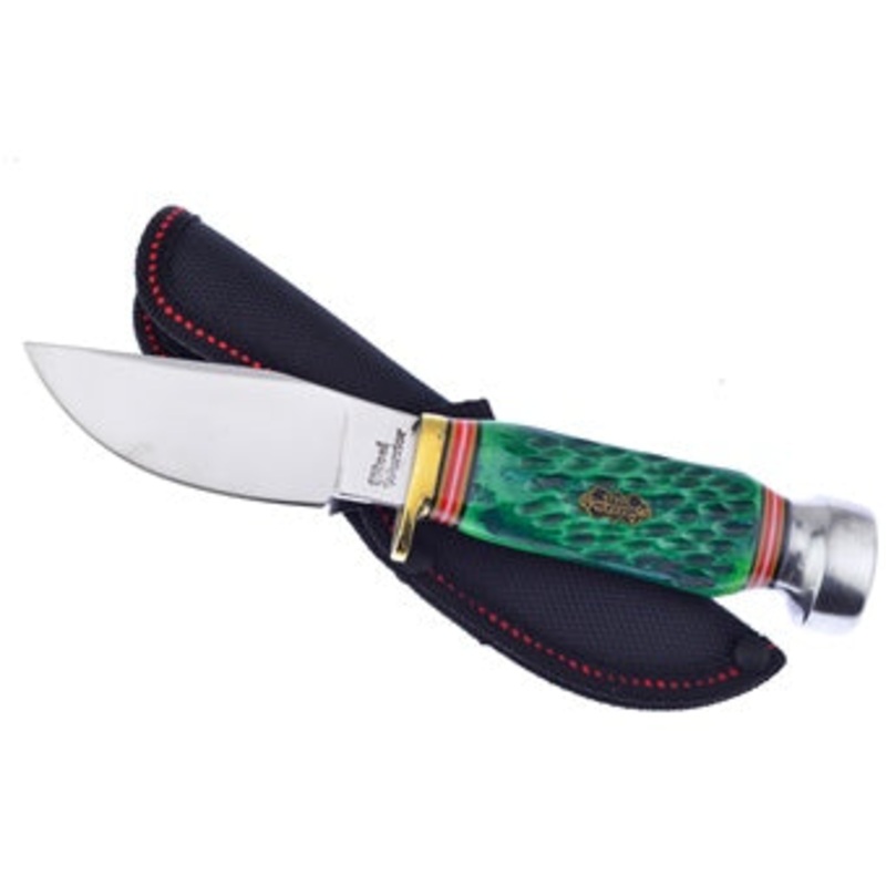 Frost Cutlery Jade Green Bone Buck Skinner w/ Sheath
