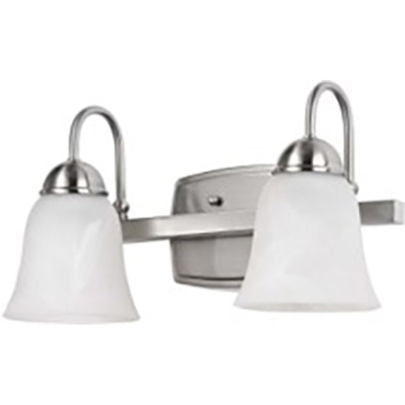 15W 2LT-LED VANTY LIGHT BR NI WT GLA