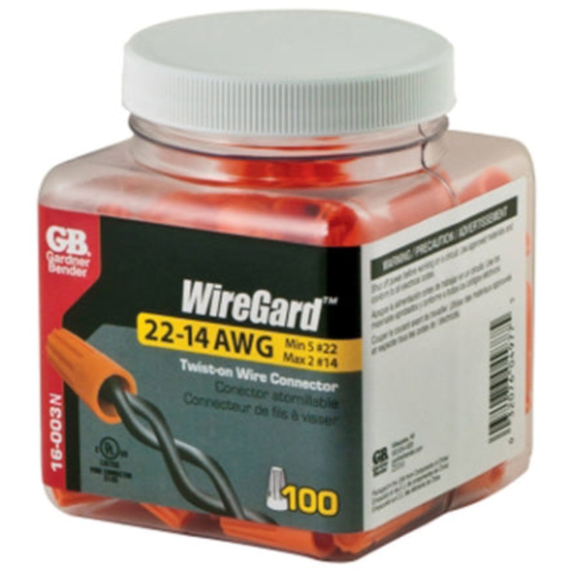 22-14AWG WIRE CONN ORANGE 100/JAR