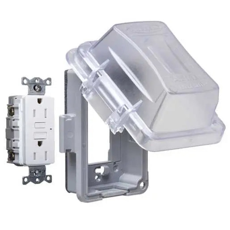 Hubbell TayMac 1-Gang, Complete In-Use Cover Kit – EXTRA DUTY Hubbell WRTR 15A Self Test GFCI, Standard In-Use Cover, Box, Receptacle