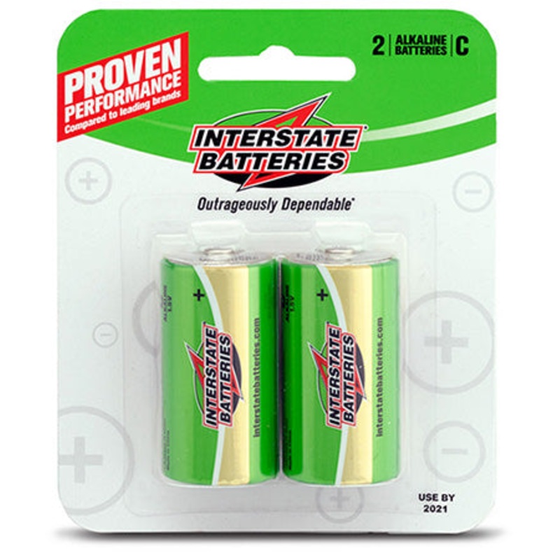 Interstate Batteries DRY0015 1.5V Alkaline C Batteries, Pack of 2