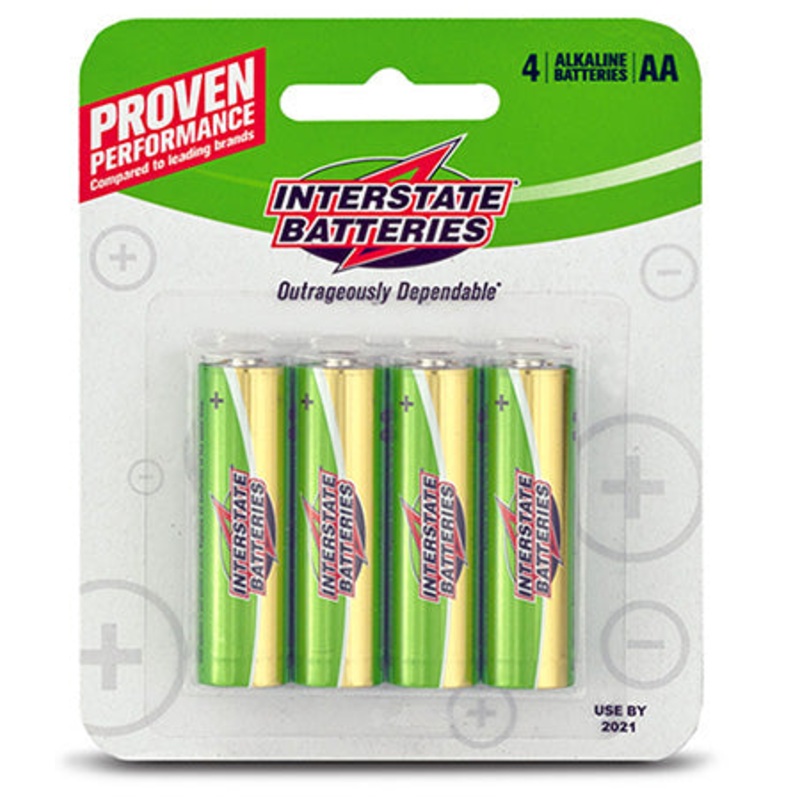 Interstate Batteries DRY0030 1.5V Alkaline AA Batteries, Pack of 4