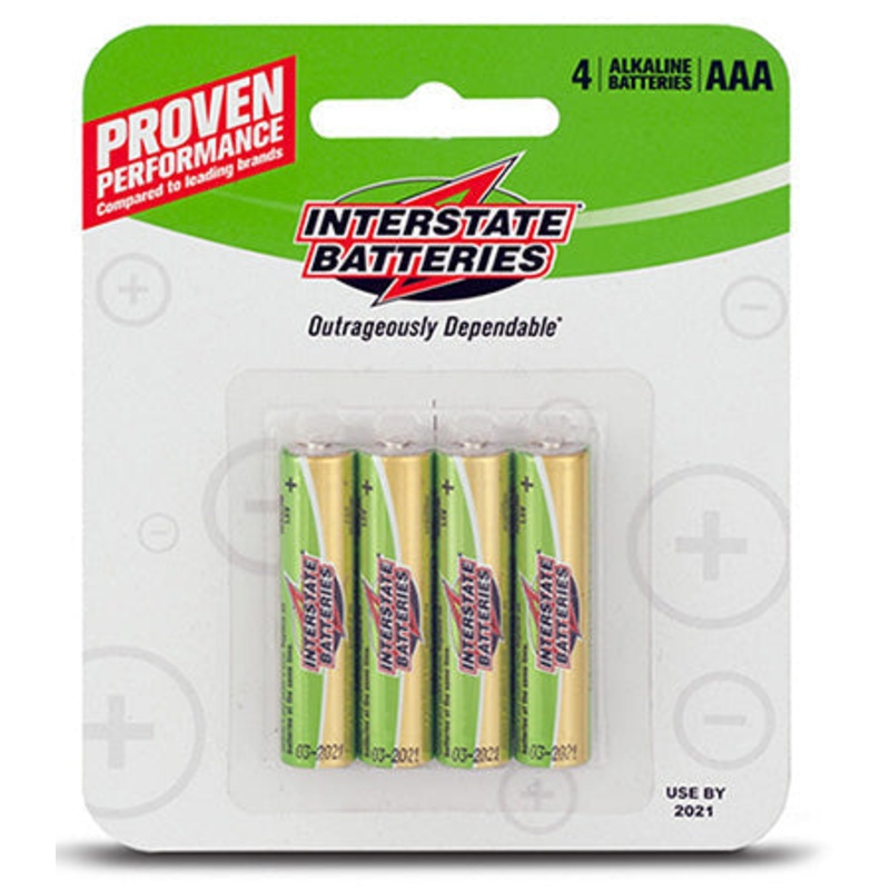 Interstate Batteries DRY0035 1.5V Alkaline AAA Batteries, Pack of 4