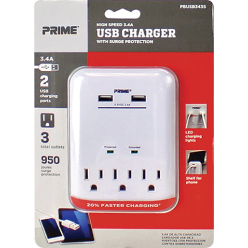 SURGE TAP 3 OUTLET W/USB
