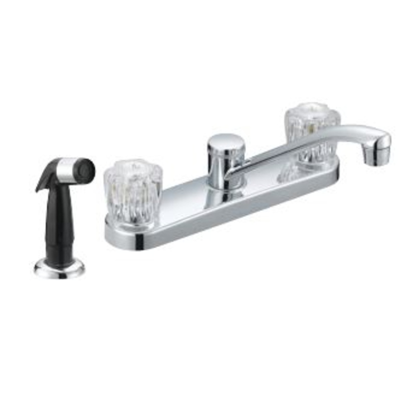 B & K Industries KITCHEN FAUCET Two Acrylic Handle with Black Spray Round Base